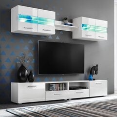 Sieninė televizoriaus sekcija su LED šviesomis, 5 dalių kaina ir informacija | TV staliukai | pigu.lt