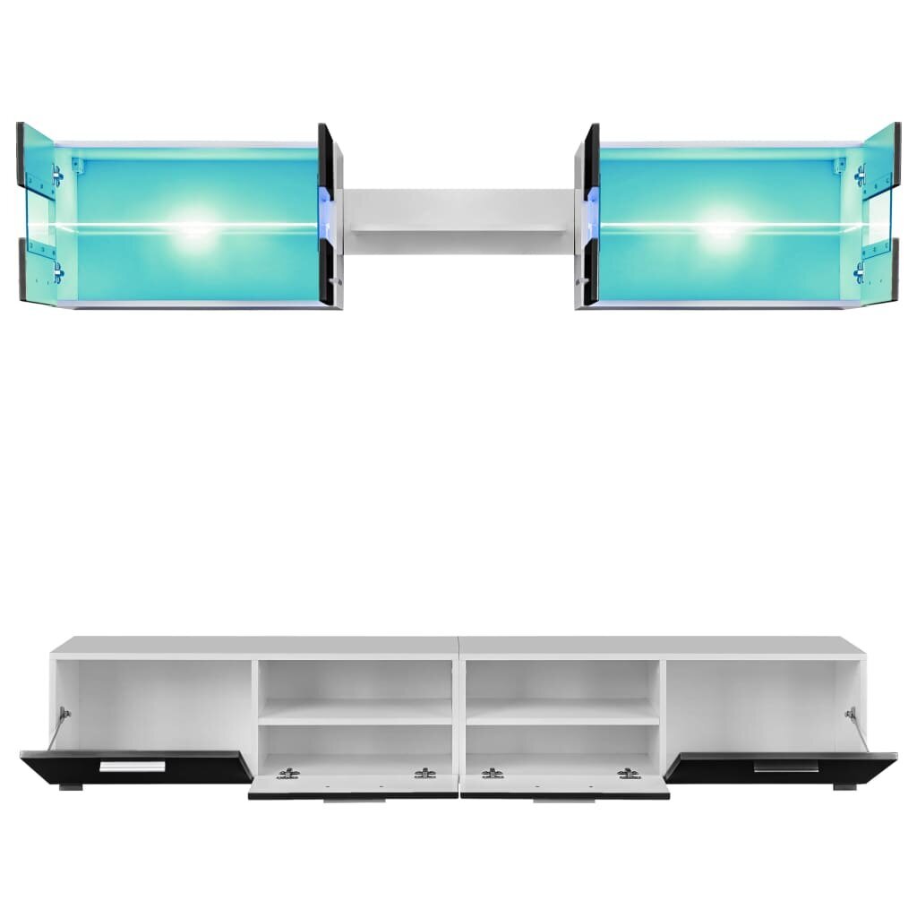 Sieninė TV sekcija su LED šviesomis, 5 dalių kaina ir informacija | TV staliukai | pigu.lt