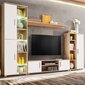 Sieninė TV sekcija su LED švies., Sonoma ąžuolo mediena, balta kaina ir informacija | TV staliukai | pigu.lt