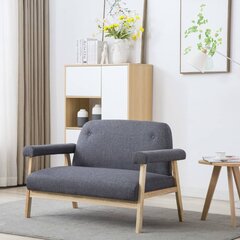 Dvivietė sofa, audinys, tamsiai pilka kaina ir informacija | Sofos | pigu.lt