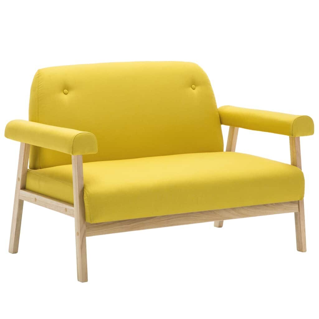 Dvivietė sofa, audinys, geltona цена и информация | Sofos | pigu.lt
