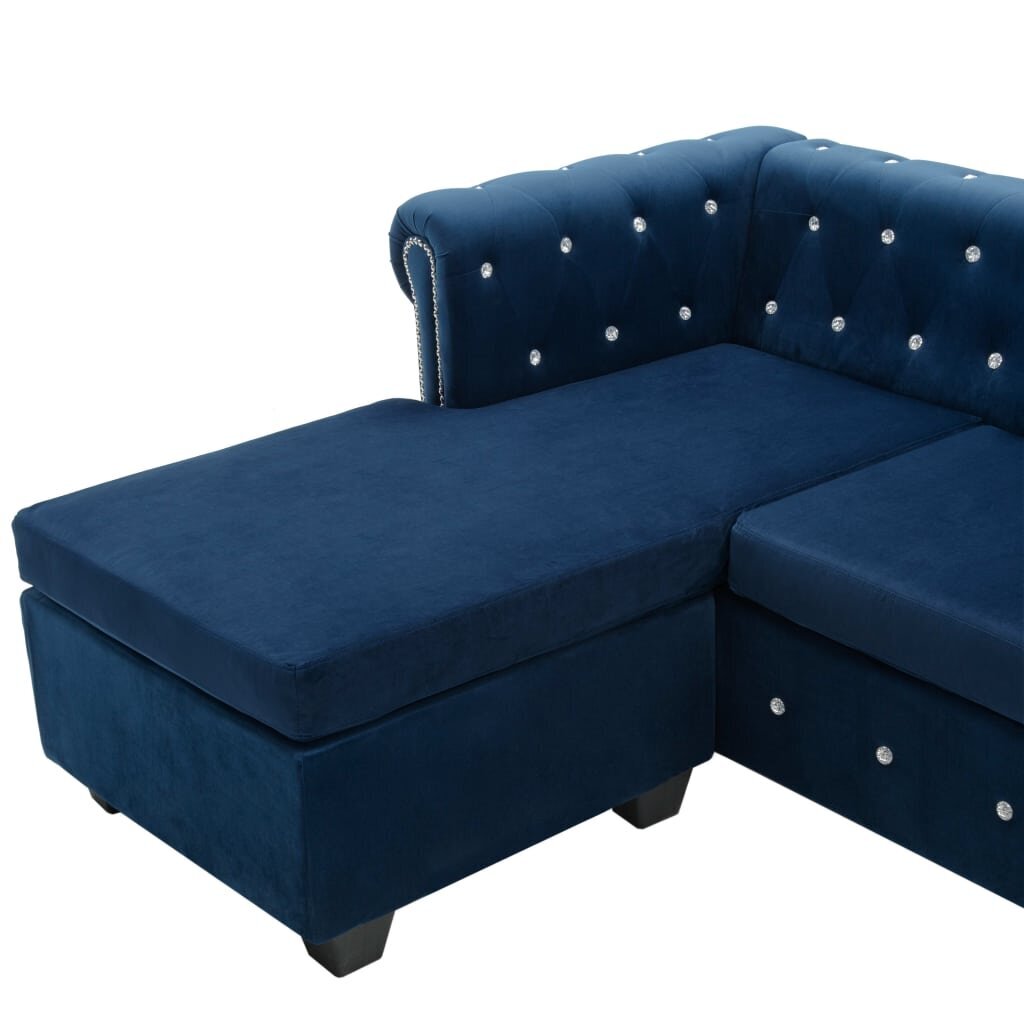 Sofa Chesterfield 199x142x72 cm, mėlyna kaina ir informacija | Sofos | pigu.lt