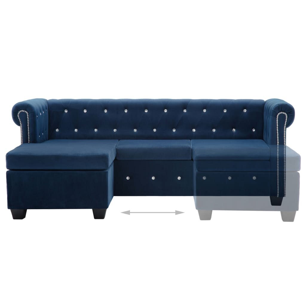 Sofa Chesterfield 199x142x72 cm, mėlyna kaina ir informacija | Sofos | pigu.lt