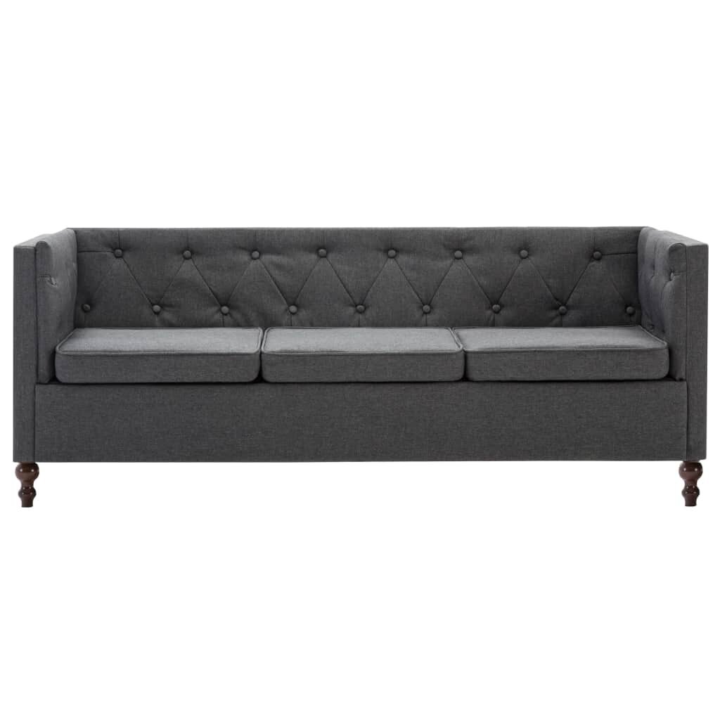 Trivietė sofa Chersterfield, pilka kaina ir informacija | Sofos | pigu.lt