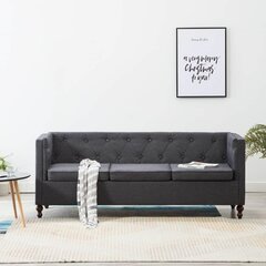 Trivietė sofa Chersterfield, pilka kaina ir informacija | Sofos | pigu.lt