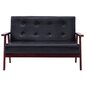 Dvivietė sofa, juodos spalvos, dirbtinė oda kaina ir informacija | Sofos | pigu.lt