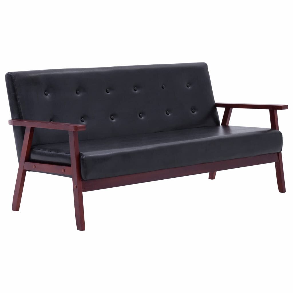 Trivietė sofa, juoda цена и информация | Sofos | pigu.lt