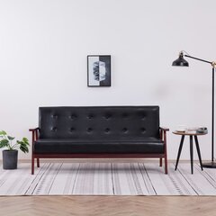Трехместный диван, черный цена и информация | Диваны | pigu.lt