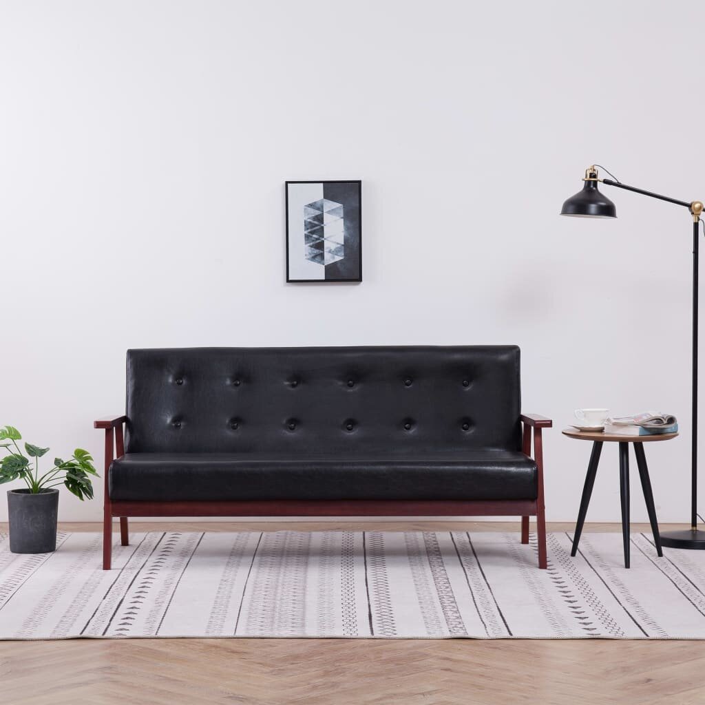 Trivietė sofa, juoda kaina ir informacija | Sofos | pigu.lt