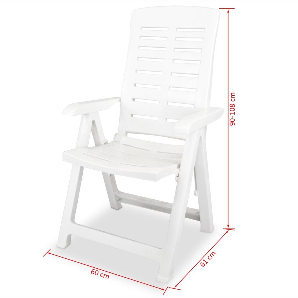 Atlošiamos sodo kėdės, 6 vnt., baltos kaina ir informacija | Lauko kėdės, foteliai, pufai | pigu.lt