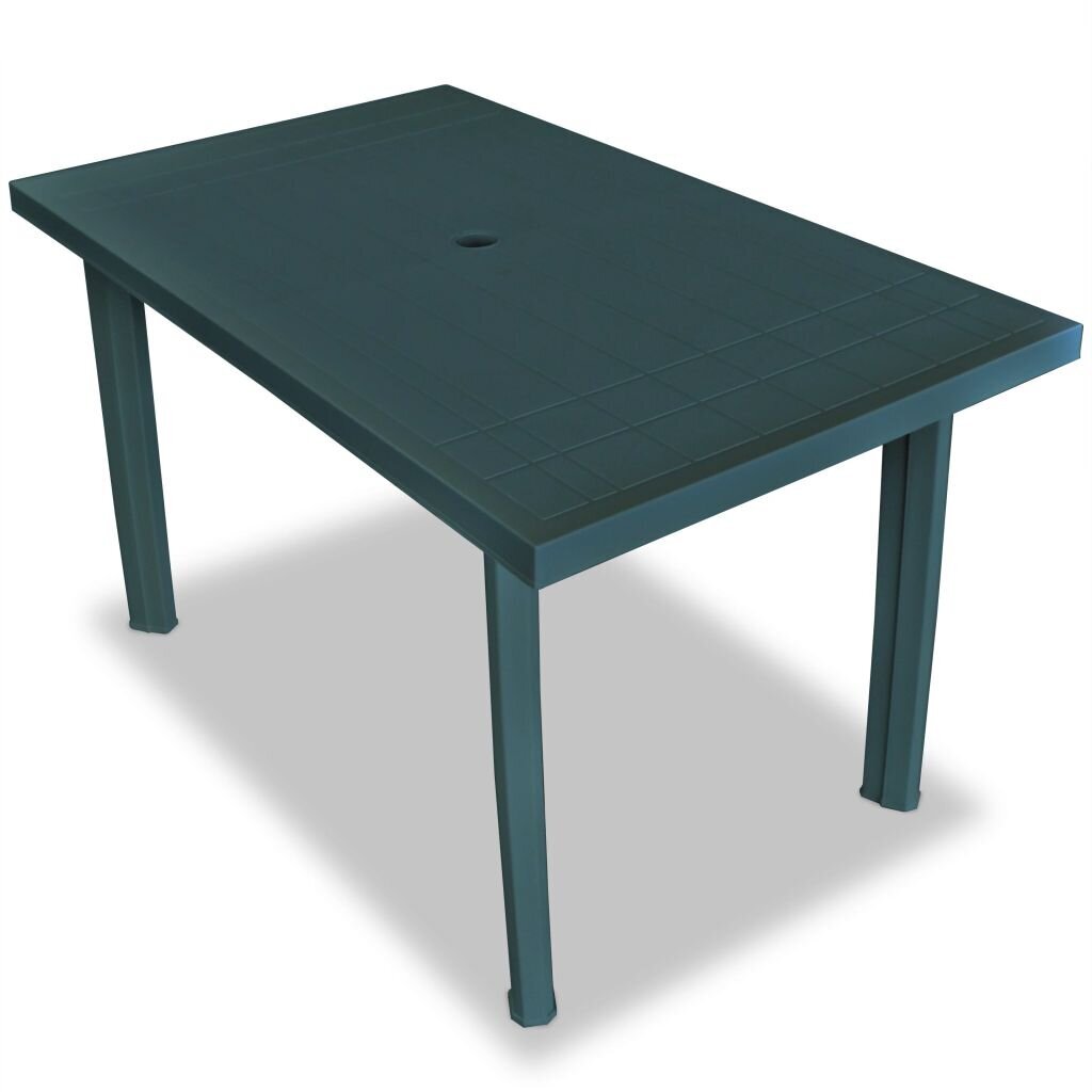 Sodo baldų komplektas vidaXL, 7 dalių, plastikinis, žalias kaina ir informacija | Lauko baldų komplektai | pigu.lt