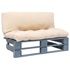 vidaXL Sodo sofa iš palečių su pagalvėlėmis, pušies mediena kaina ir informacija | Lauko kėdės, foteliai, pufai | pigu.lt