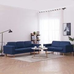 Sofų komplektas, 2d., mėlynas, audinys kaina ir informacija | Minkštų baldų komplektai | pigu.lt