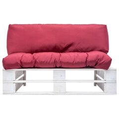 Sodo sofa su pagalvėlėmis, balta/raudona цена и информация | Садовые стулья, кресла, пуфы | pigu.lt