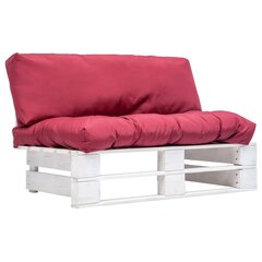 Sodo sofa su pagalvėlėmis, balta/raudona цена и информация | Садовые стулья, кресла, пуфы | pigu.lt