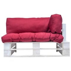 Sodo sofa su pagalvėlėmis, balta/raudona цена и информация | Садовые стулья, кресла, пуфы | pigu.lt