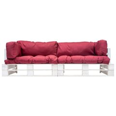 Sodo sofos komplektas su pagalvėmis, 2 dalių, baltas/raudonas kaina ir informacija | Lauko baldų komplektai | pigu.lt