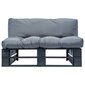 Sodo sofa iš palečių su pilkomis pagalvėlėmis, pilka kaina ir informacija | Lauko kėdės, foteliai, pufai | pigu.lt