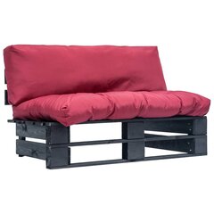 Sodo sofa su pagalvėlėmis, juoda/raudona цена и информация | Садовые стулья, кресла, пуфы | pigu.lt