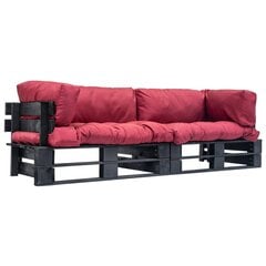 Sodo sofos komplektas su pagalvėmis, 2 dalių, juodas/raudonas kaina ir informacija | Lauko baldų komplektai | pigu.lt