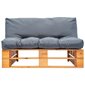 Sodo sofa iš palečių su pilkomis pagalvėlėmis, ruda цена и информация | Lauko kėdės, foteliai, pufai | pigu.lt
