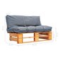 Sodo sofa iš palečių su pilkomis pagalvėlėmis, ruda kaina ir informacija | Lauko kėdės, foteliai, pufai | pigu.lt