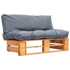 Sodo sofa iš palečių su pilkomis pagalvėlėmis, ruda kaina ir informacija | Lauko kėdės, foteliai, pufai | pigu.lt