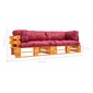 Sodo sofos komplektas su pagalvėmis, 2 dalių, rudas/raudonas kaina ir informacija | Lauko baldų komplektai | pigu.lt