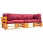 Sodo sofos komplektas su pagalvėmis, 2 dalių, rudas/raudonas kaina ir informacija | Lauko baldų komplektai | pigu.lt