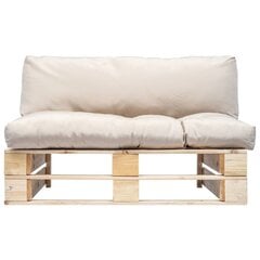 Sofa iš palečių su smėlio spalvos pagalvėlėmis kaina ir informacija | Lauko kėdės, foteliai, pufai | pigu.lt