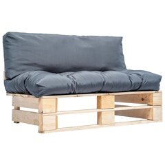 Sodo sofa iš palečių su pilkomis pagalvėlėmis цена и информация | Садовые стулья, кресла, пуфы | pigu.lt