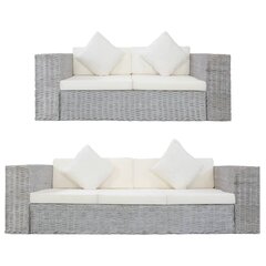 Sofų komplektas su pagalvėlėmis, 2 dalių, pilkas цена и информация | Диваны | pigu.lt
