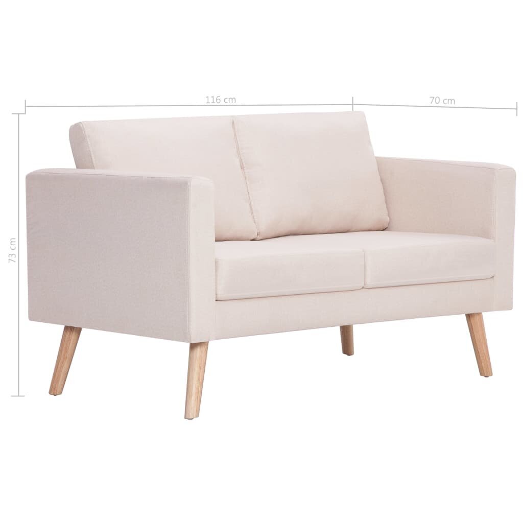 Dvivietė sofa, kreminės spalvos, audinys цена и информация | Sofos | pigu.lt