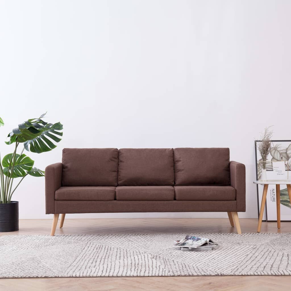 Trivietė sofa, ruda, audinys kaina ir informacija | Sofos | pigu.lt