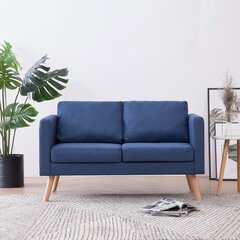 Dvivietė sofa, mėlyna, audinys цена и информация | Диваны | pigu.lt