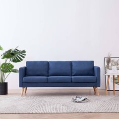 Trivietė sofa, mėlyna, audinys цена и информация | Диваны | pigu.lt