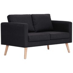 Dvivietė sofa, juoda, audinys kaina ir informacija | Sofos | pigu.lt