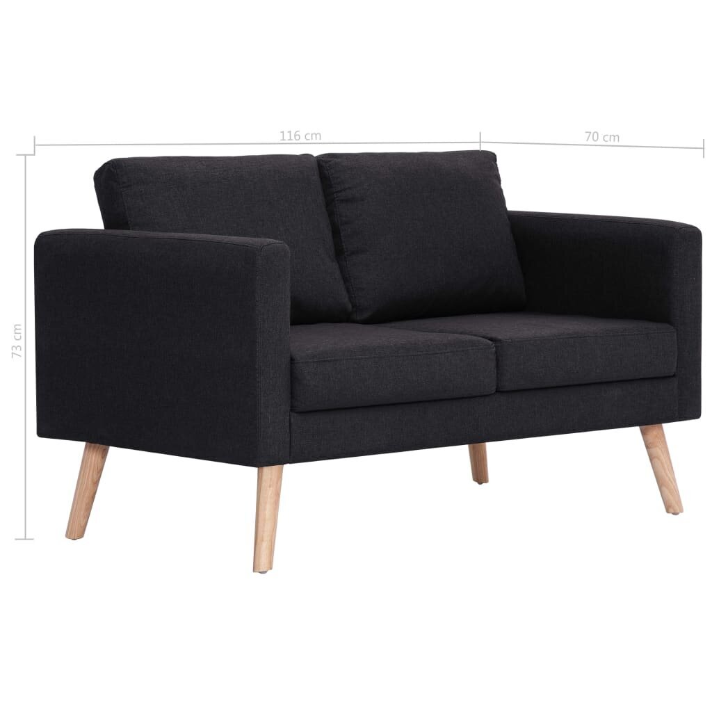 Dvivietė sofa, juoda, audinys kaina ir informacija | Sofos | pigu.lt