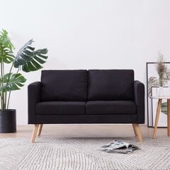 Dvivietė sofa, juoda, audinys цена и информация | Диваны | pigu.lt