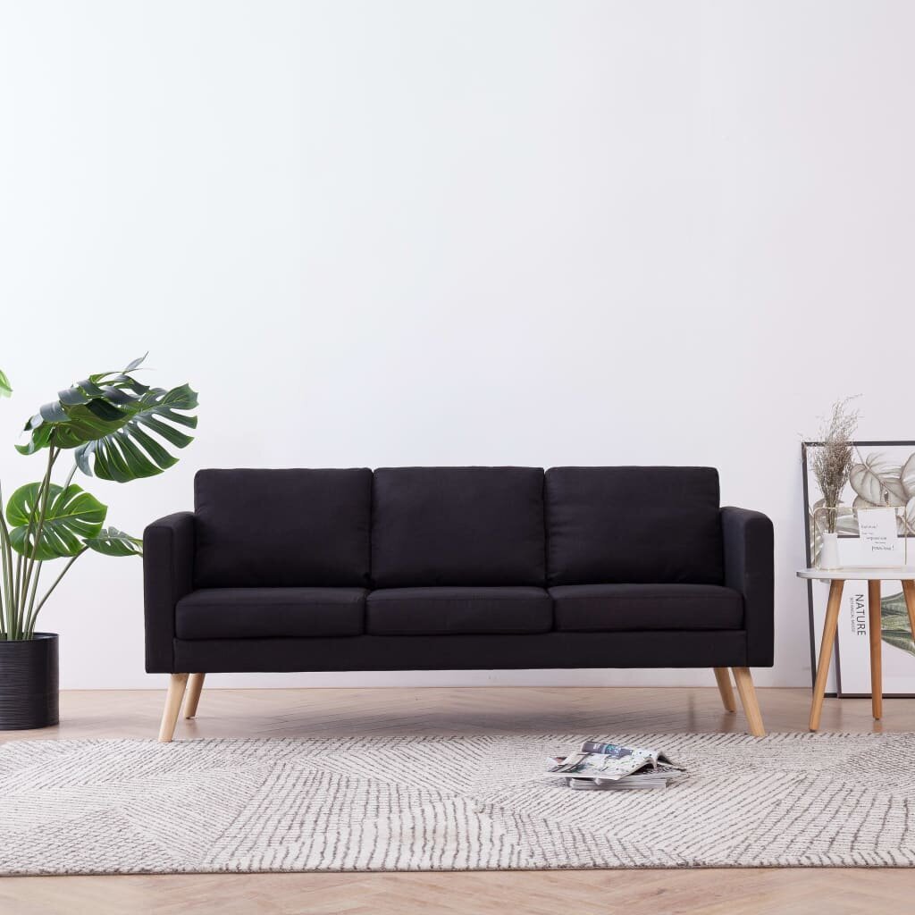 Trivietė sofa, juoda kaina ir informacija | Sofos | pigu.lt