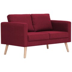 Dvivietė sofa, vyno raudonos spalvos, audinys цена и информация | Диваны | pigu.lt