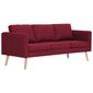 Trivietė sofa, vyno raudonos spalvos, audinys цена и информация | Sofos | pigu.lt