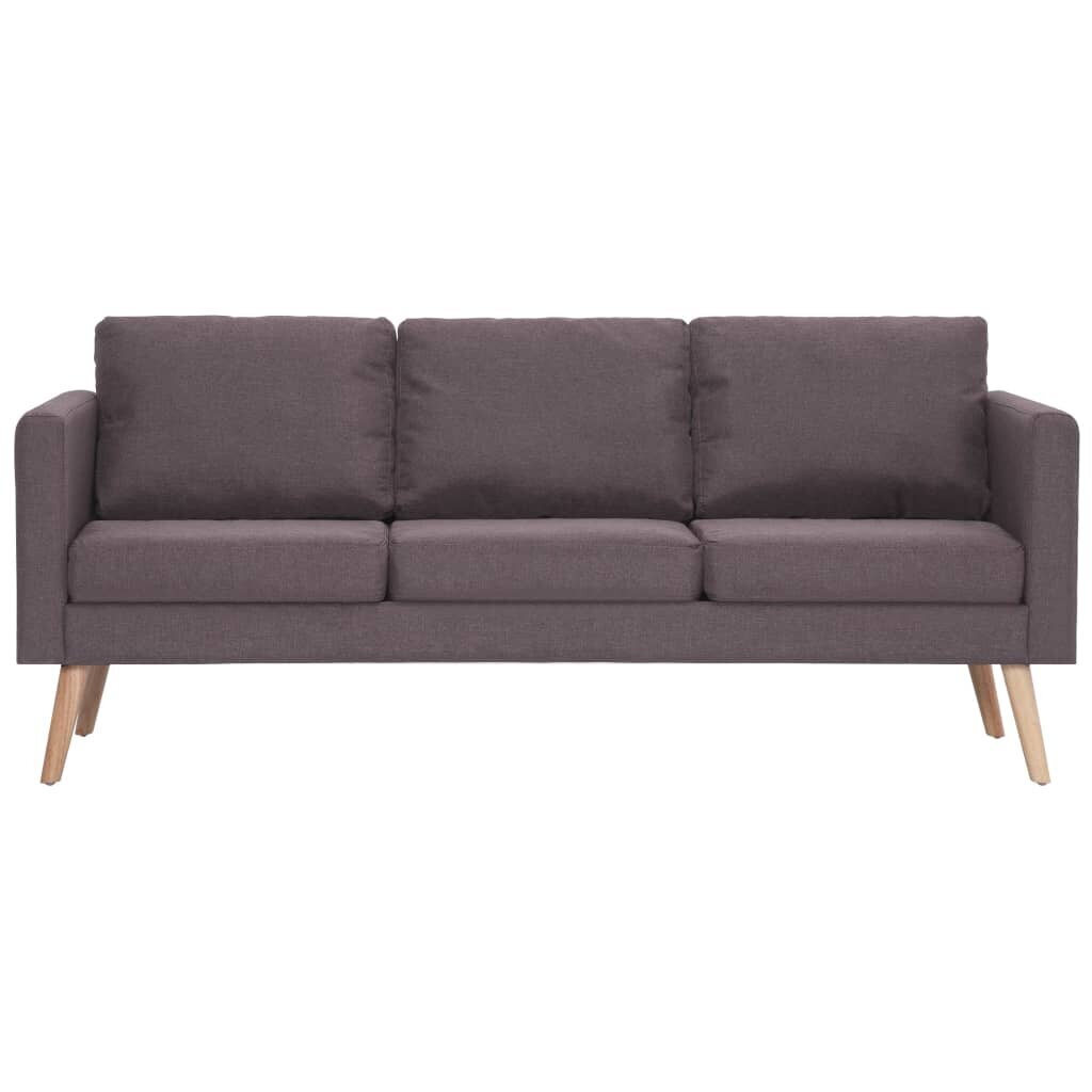 Trivietė sofa, rudos spalvos, audinys цена и информация | Sofos | pigu.lt