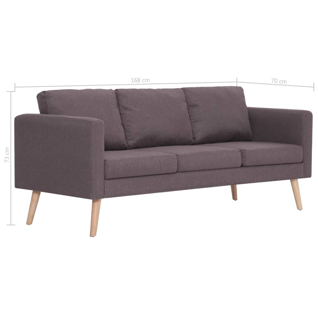 Trivietė sofa, rudos spalvos, audinys цена и информация | Sofos | pigu.lt