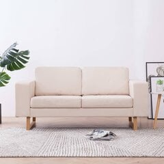 Dvivietė sofa, kreminės spalvos, audinys kaina ir informacija | Sofos | pigu.lt