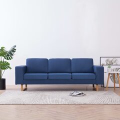 Trivietė sofa, mėlyna, audinys цена и информация | Диваны | pigu.lt