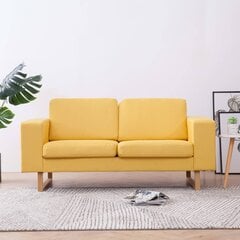 Dvivietė sofa, geltona, audinys kaina ir informacija | Sofos | pigu.lt