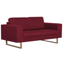 Dvivietė sofa, vyno raudonos spalvos, audinys цена и информация | Диваны | pigu.lt