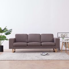 Trivietė sofa, rudos spalvos, audinys kaina ir informacija | Trivietė sofa, rudos spalvos, audinys | pigu.lt