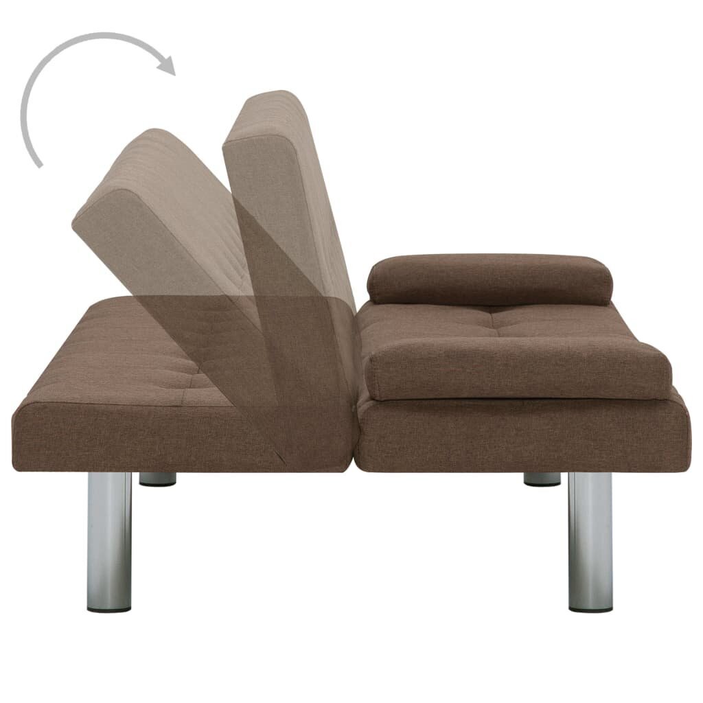 Sofa-lova su dviem pagalvėm, ruda kaina ir informacija | Sofos | pigu.lt